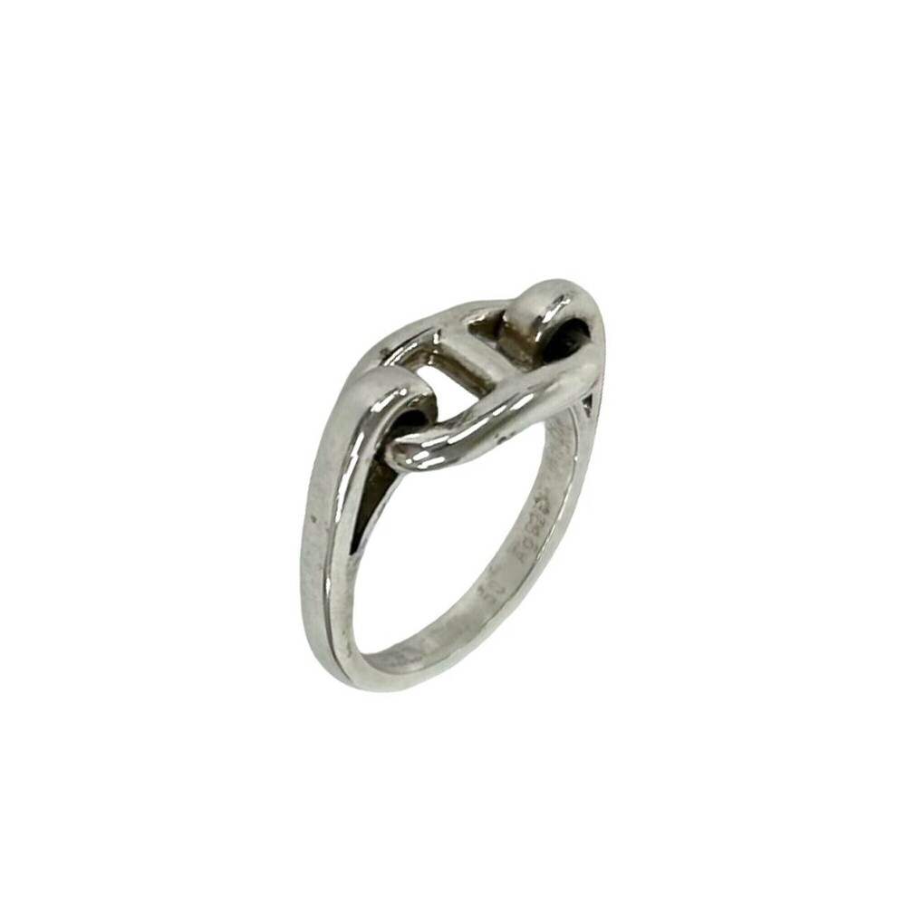 HERMES Chaine d'Ancre Ring, Sterling Silver 925, Size #50, Silver, Item No. 0...